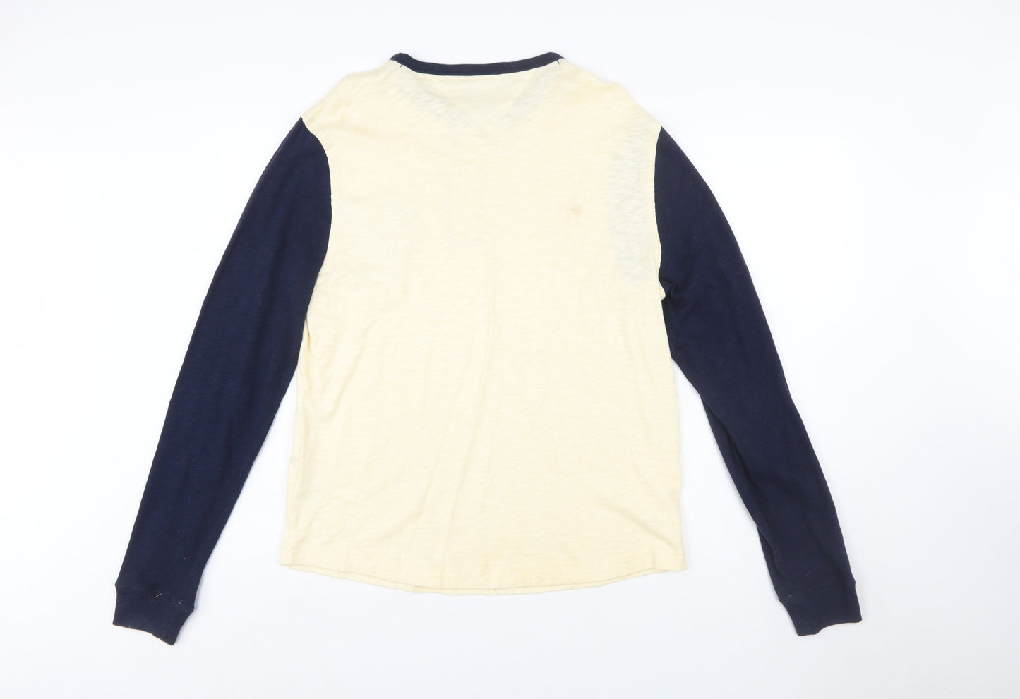 Tommy Hilfiger Men's Beige & Navy Long Sleeve Henley Top M