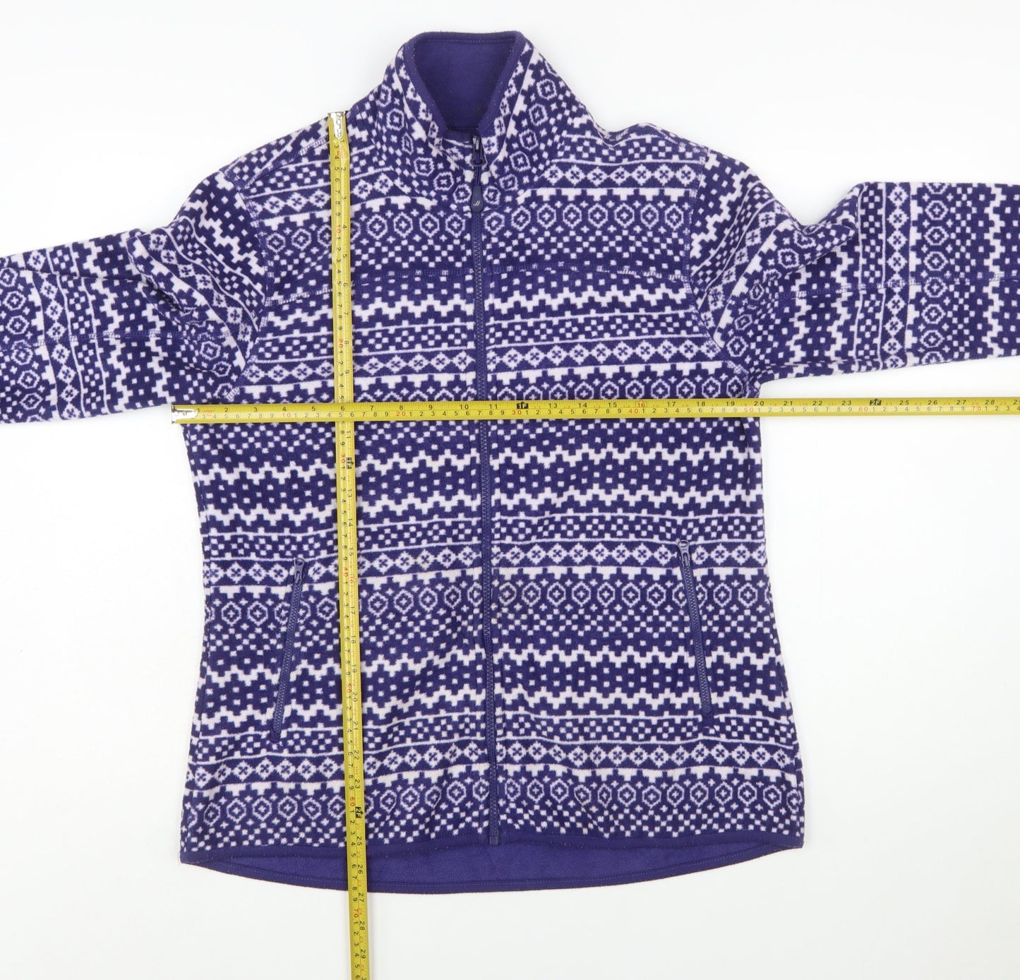 Joe Fresh Womens Purple Fair Isle Fleece Full Zip Jacket Size L