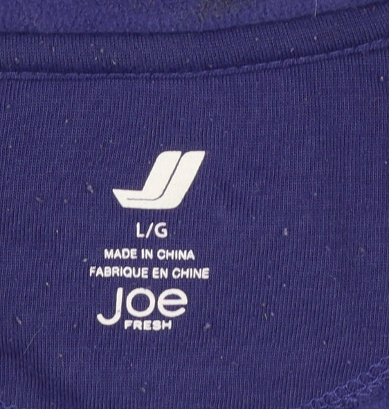 Joe Fresh Womens Purple Fair Isle Fleece Full Zip Jacket Size L