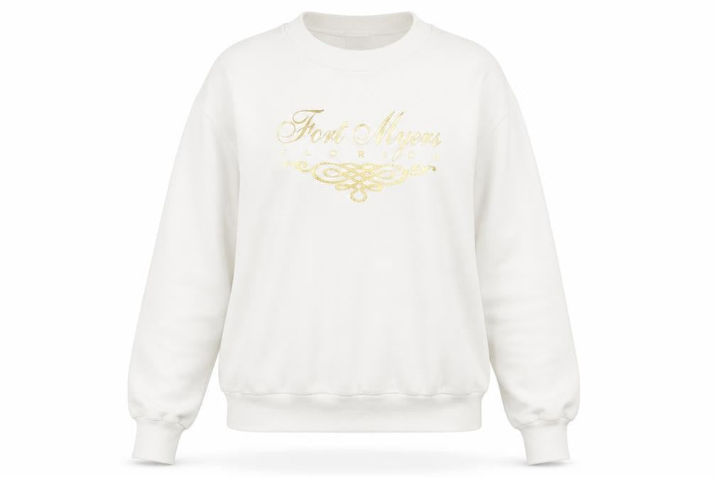 Jerzees Women White Gold Graphic Pullover Sweatshirt Size M