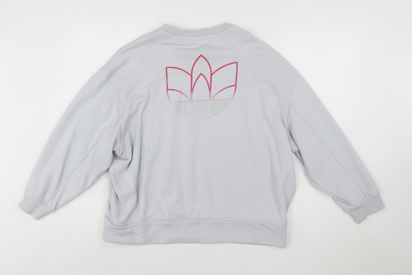 Adidas Women Grey Cotton Crew Neck Sweatshirt Size 12