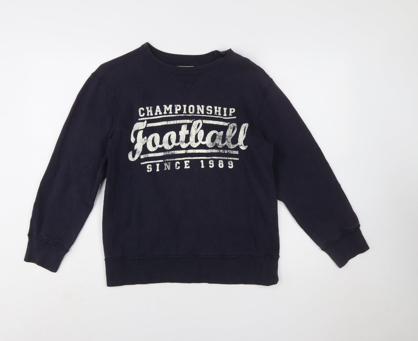The Children's Place Boys Navy Football Sweatshirt L 10-12 Crew Neck Pullover