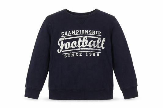 The Children's Place Boys Navy Football Sweatshirt L 10-12 Crew Neck Pullover