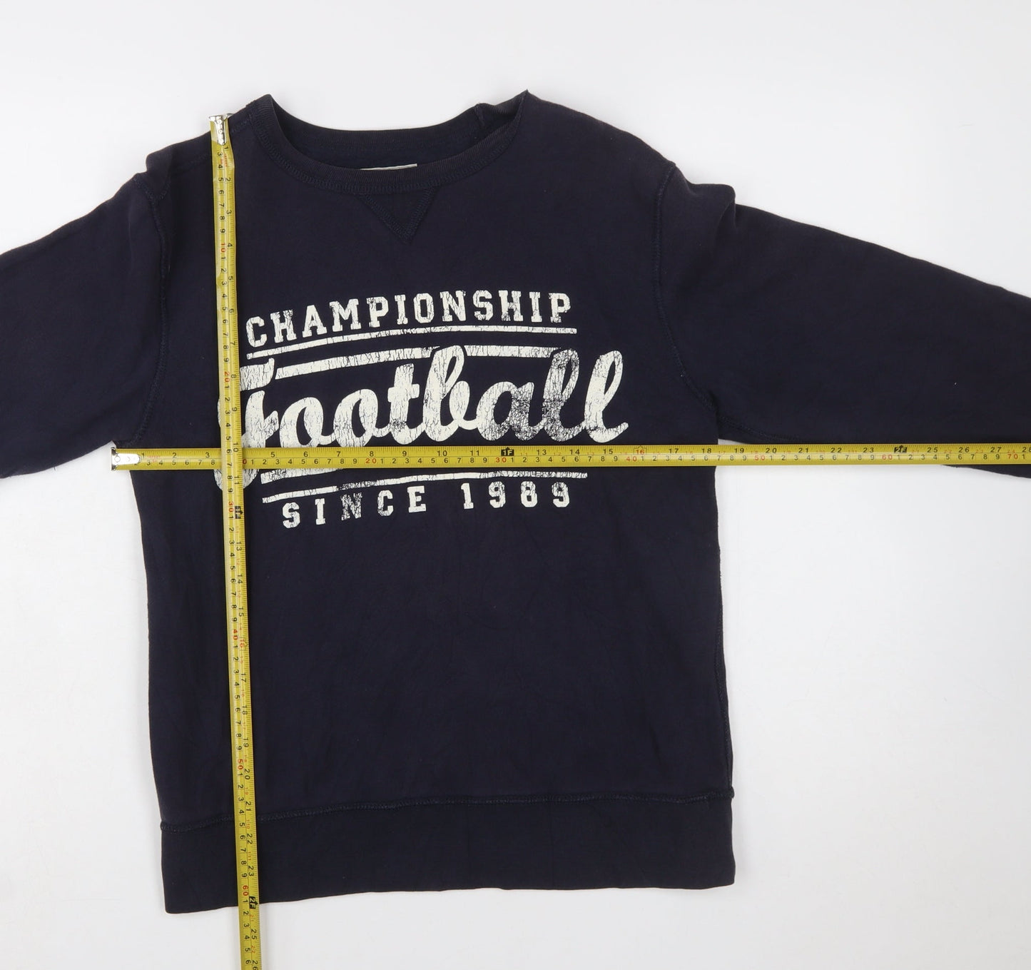 The Children's Place Boys Navy Football Sweatshirt L 10-12 Crew Neck Pullover