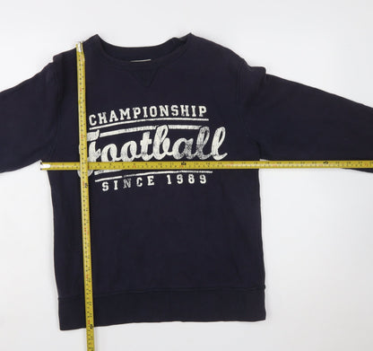Back view of The Children's Place boys’ navy football sweatshirt l 10-12 crew neck pullover