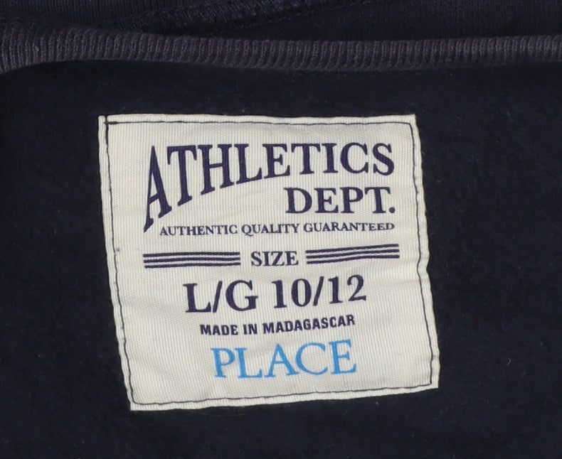 The Children's Place Boys Navy Football Sweatshirt L 10-12 Crew Neck Pullover