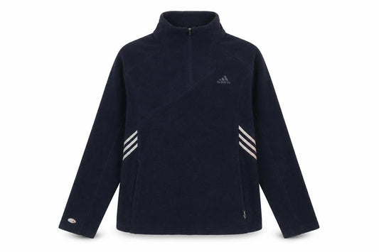 Adidas Women's Navy Fleece Pullover Sweatshirt UK 14 with 1/4 Zip