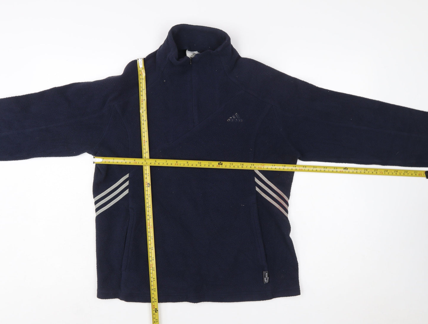 Adidas Women's Navy Fleece Pullover Sweatshirt UK 14 with 1/4 Zip