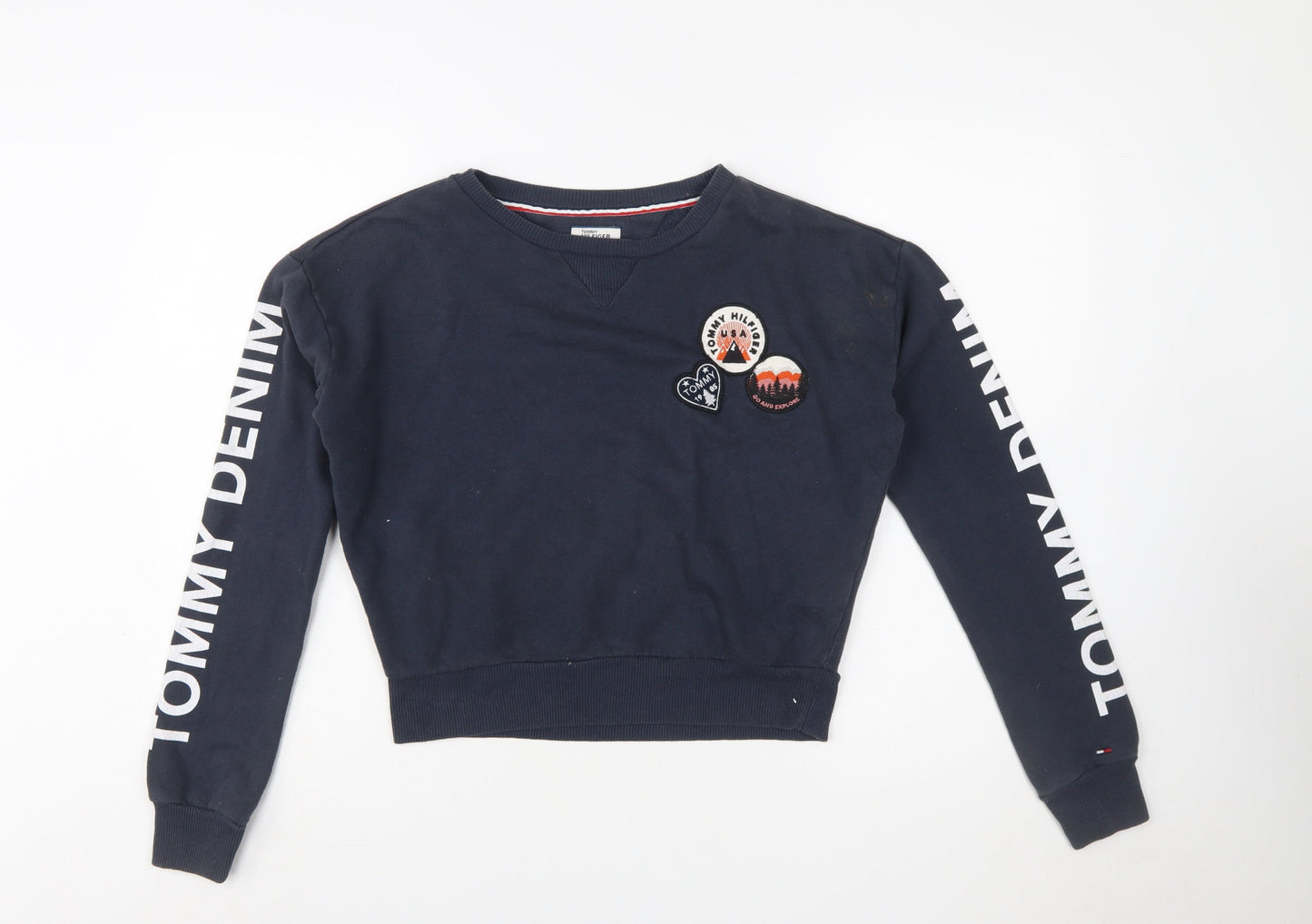 Tommy Hilfiger Denim Womens Navy Sweatshirt XS Crew Neck Cotton Logo