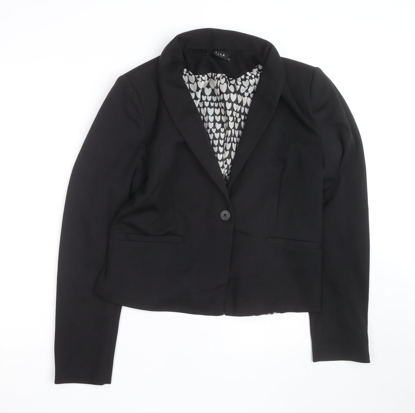 Vila Womens Black XL Short Blazer Jacket Lined Workwear