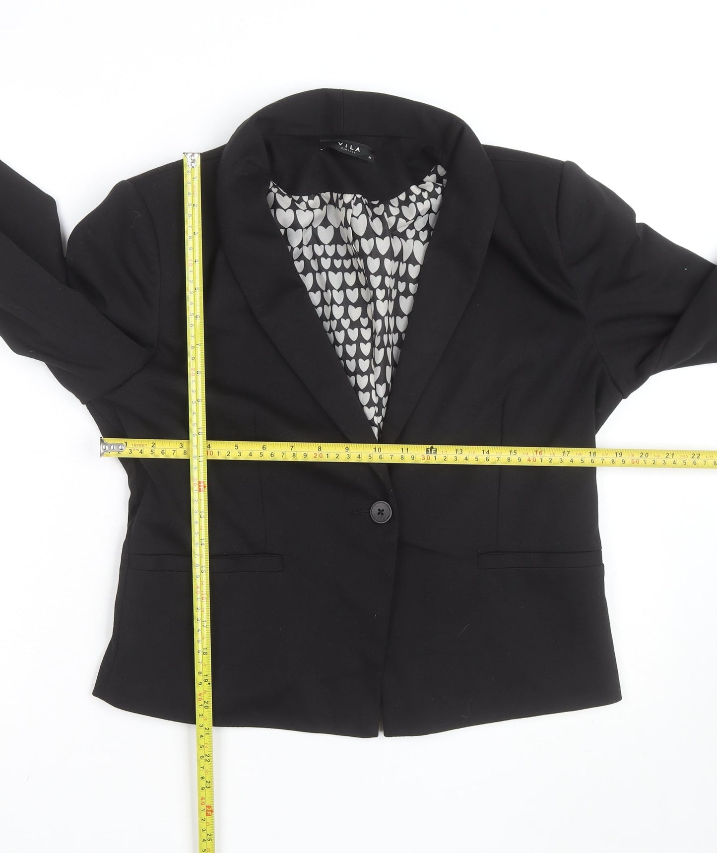 Vila Womens Black XL Short Blazer Jacket Lined Workwear