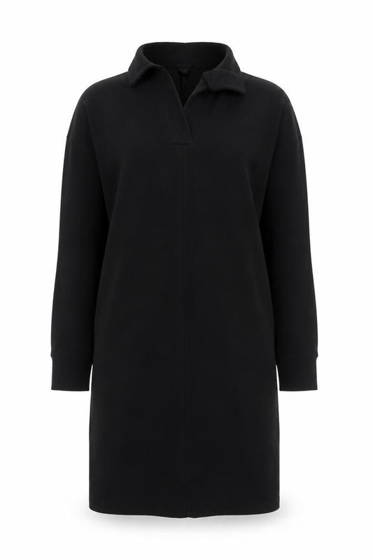 Front view of ASOS DESIGN Women’s Black Shift Dress UK 10 Long Sleeve High Neck