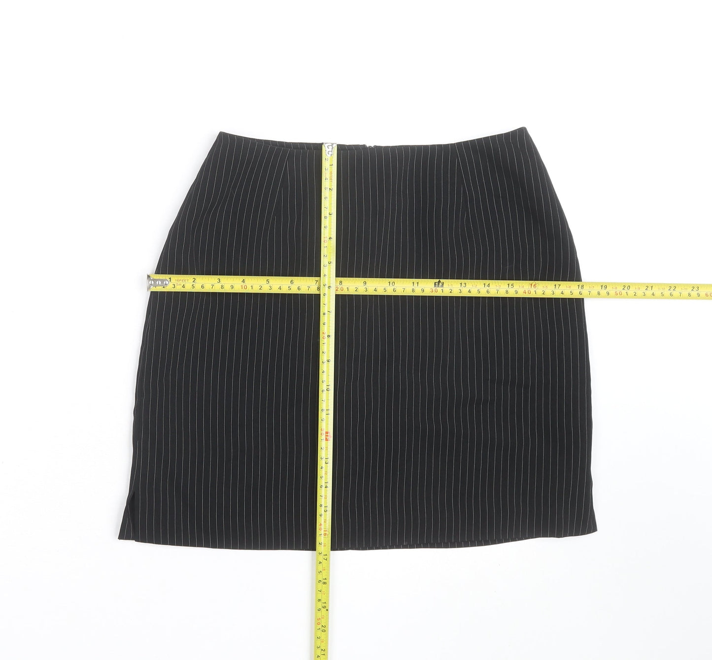 Warehouse Women’s Black Pinstripe Pencil Skirt Size 10 Lined Workwear