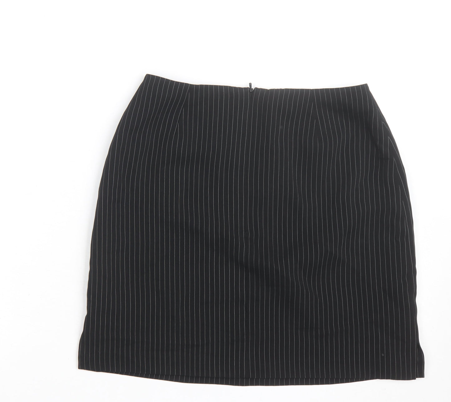 Warehouse Women’s Black Pinstripe Pencil Skirt Size 10 Lined Workwear