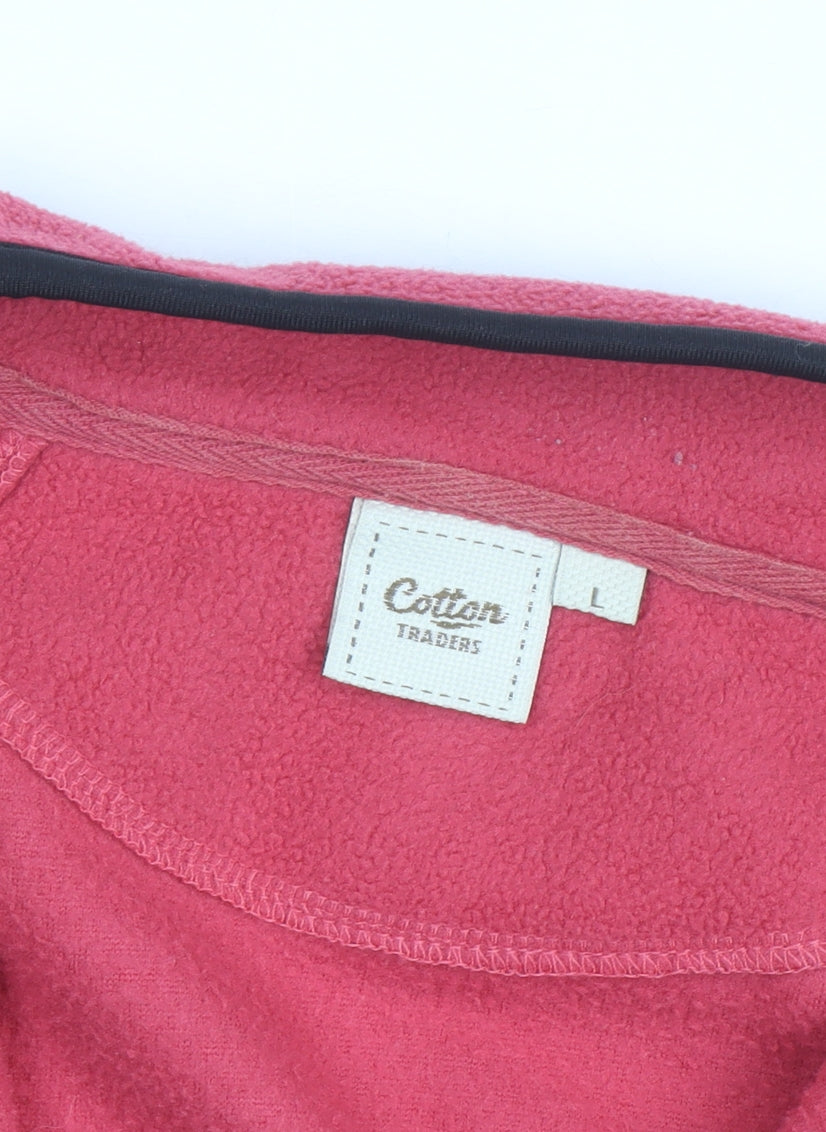 Cotton Traders Women's Pink Fleece 1/4 Zip Pullover Jacket L