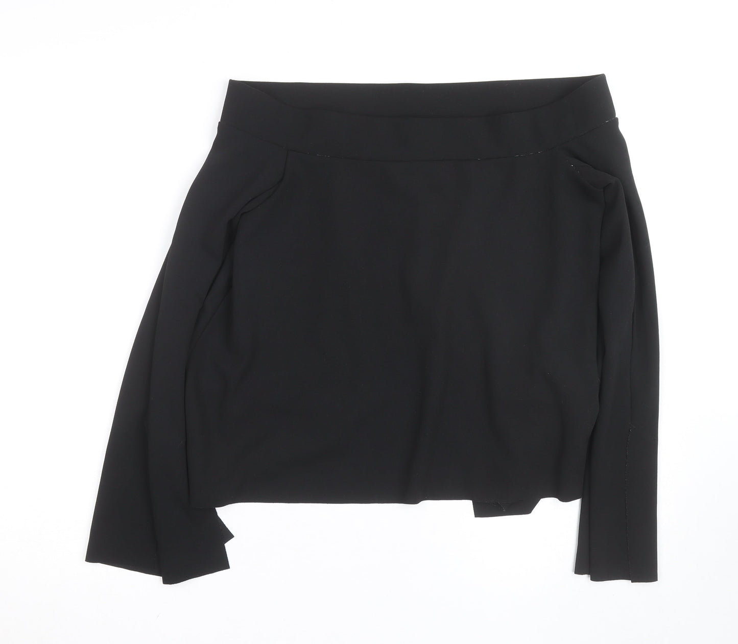 Zara Womens Black Off Shoulder Long Sleeve Basic Blouse Size 12