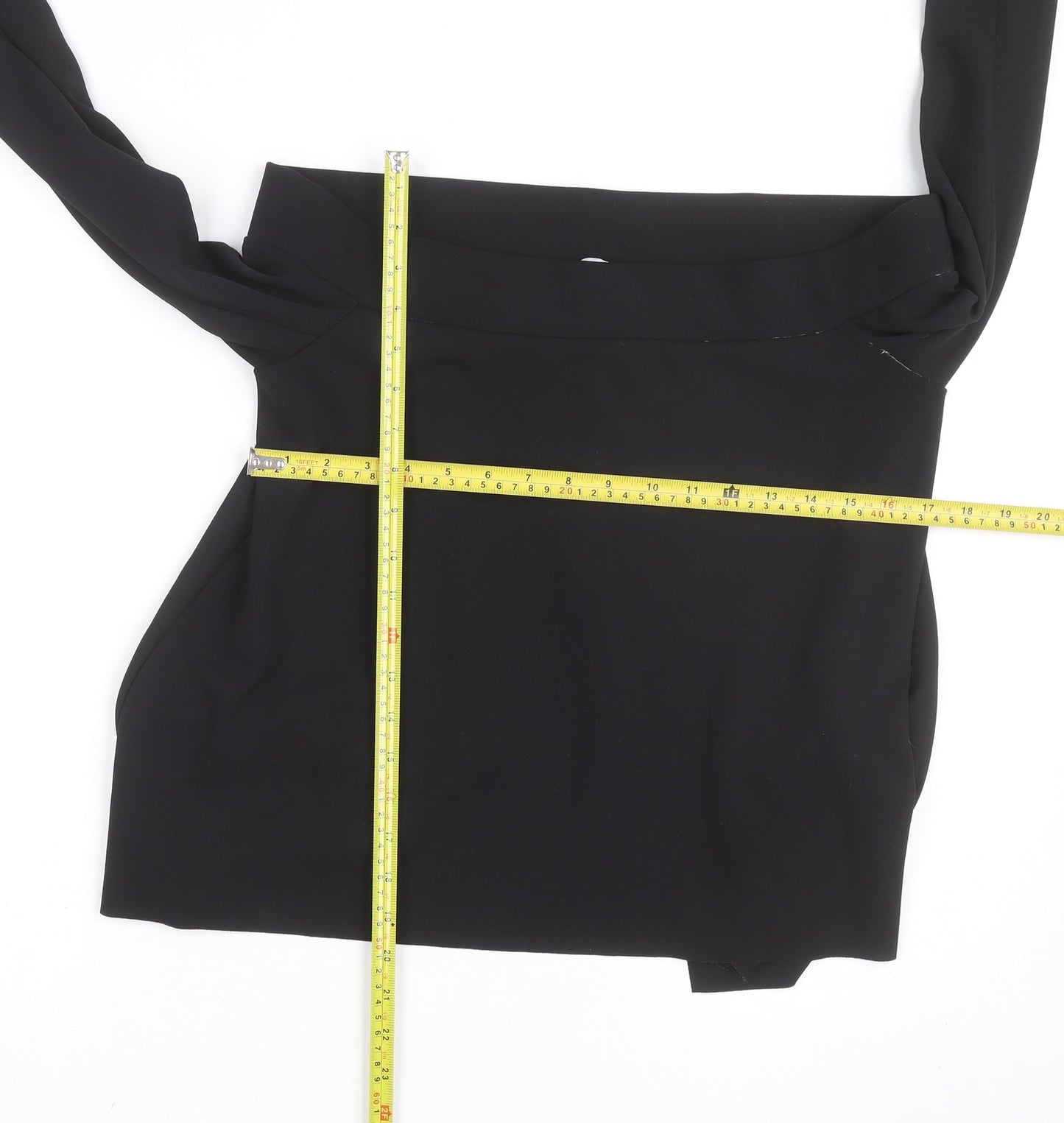 Zara Womens Black Off Shoulder Long Sleeve Basic Blouse Size 12