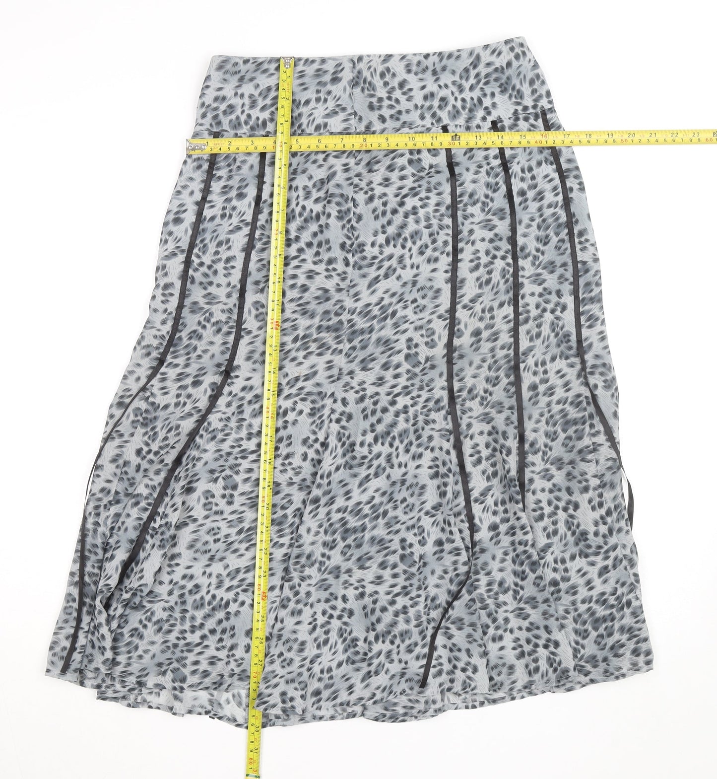 Dunnes Stores Womens Grey Animal Print Midi A-Line Skirt Size 8