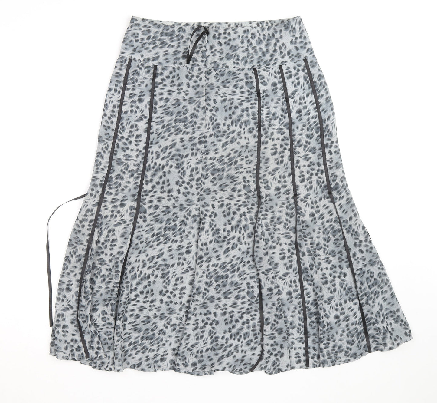 Dunnes Stores Womens Grey Animal Print Midi A-Line Skirt Size 8