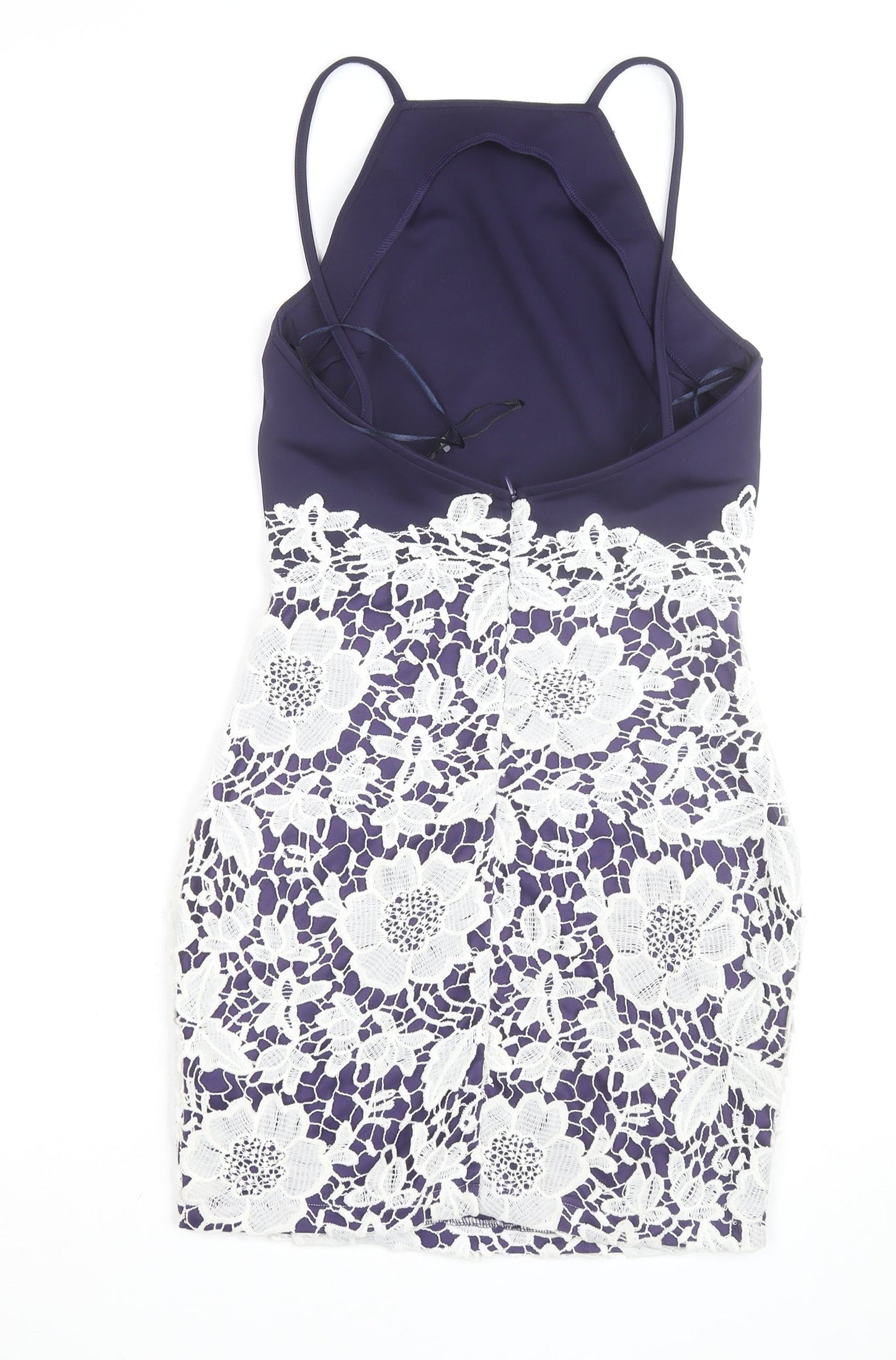 Boohoo Women’s Blue Lace Bodycon Halter Dress Size 10