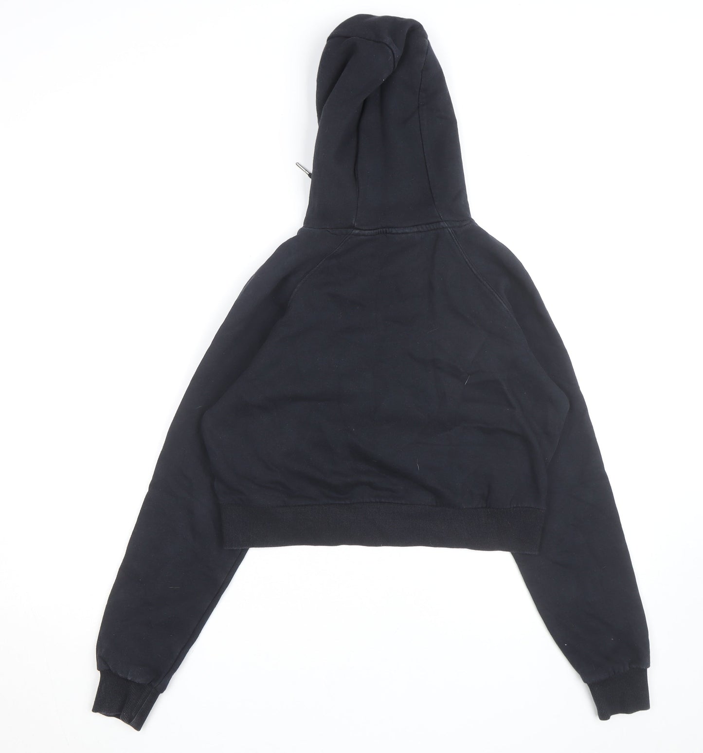 Ellesse Womens Black Cropped Pullover Hoodie UK 10 Logo Print