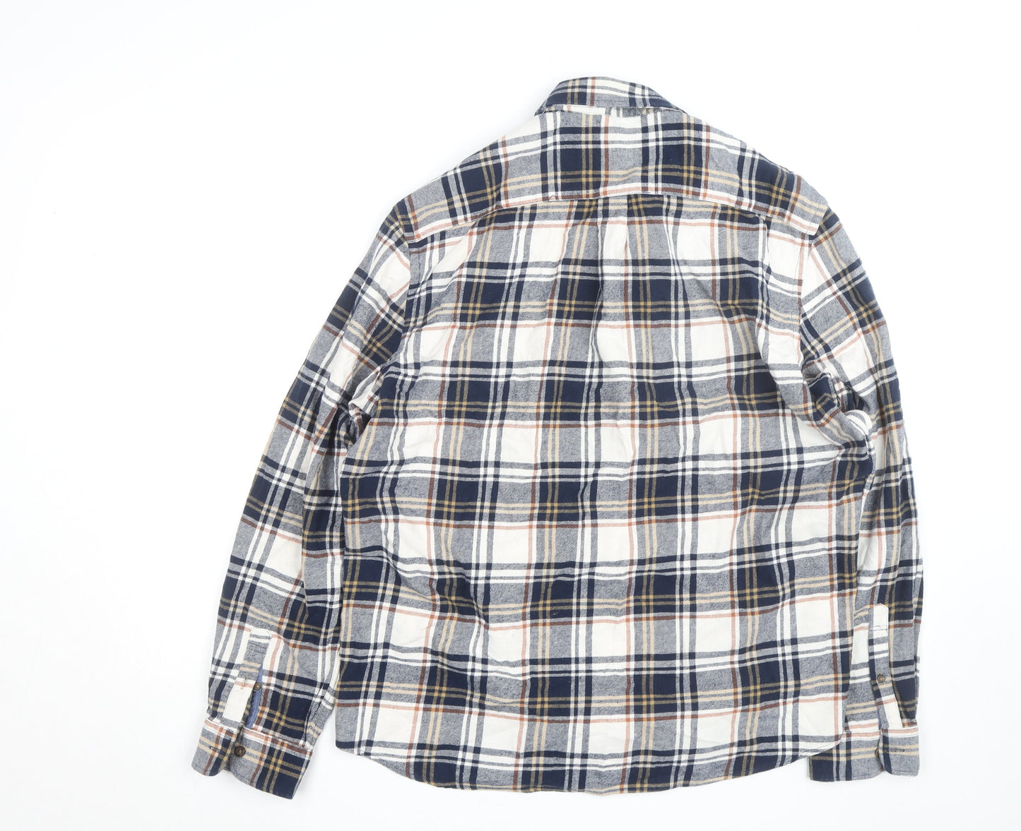 Marks and Spencer Men's Blue Plaid Cotton Flannel Shirt XL