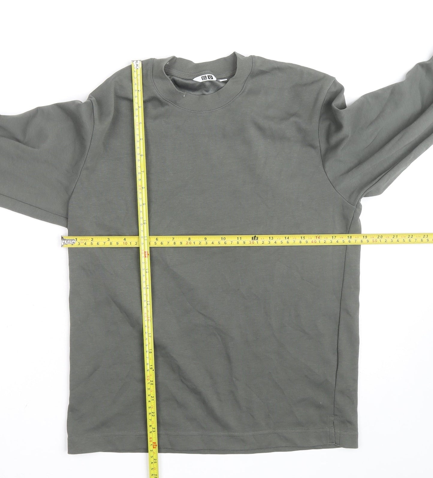 Uniqlo Men Grey XS Long Sleeve Crew Neck Cotton Casual Top