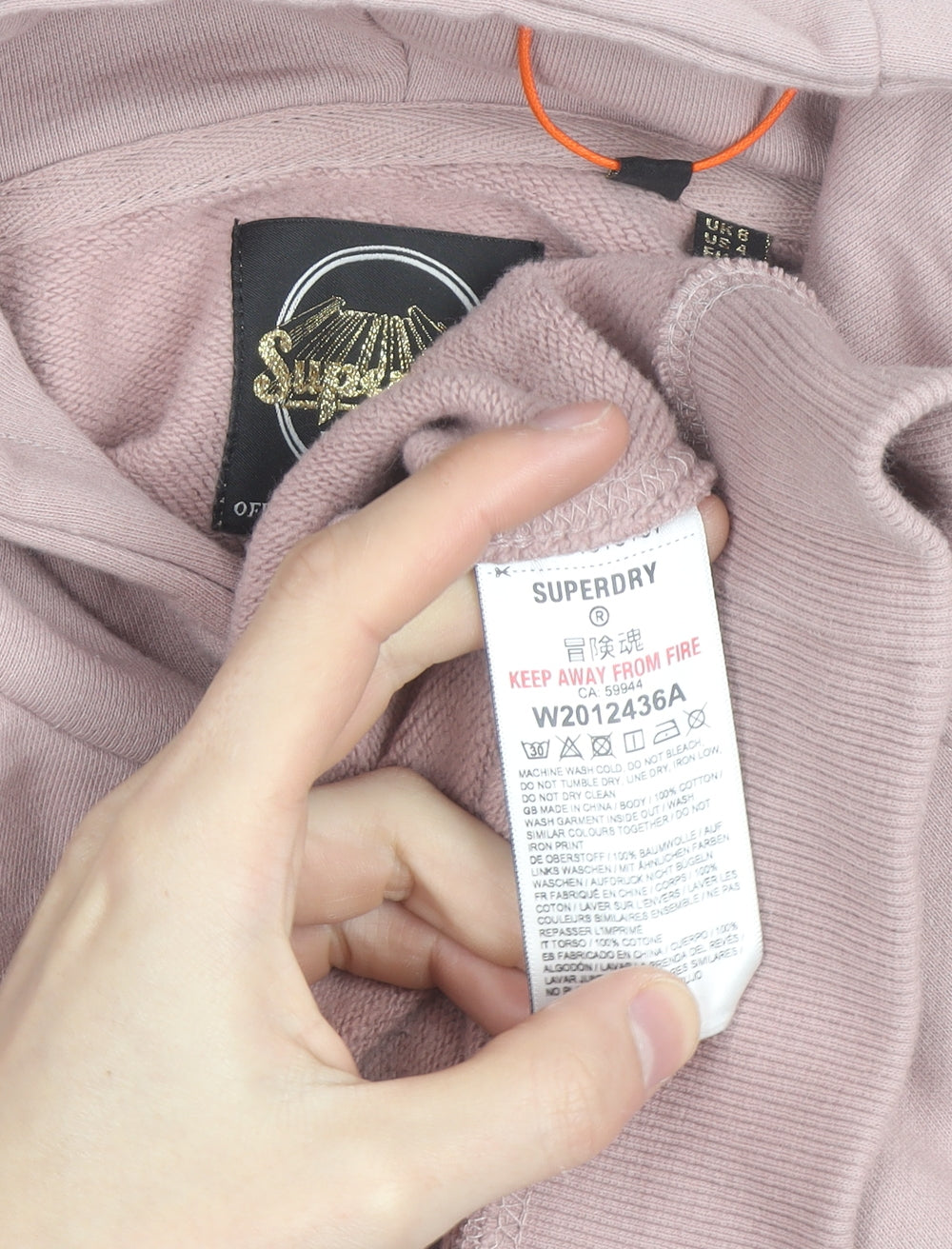 Superdry Womens Pink Hooded Pullover Sweatshirt UK 8 Rhinestone Logo