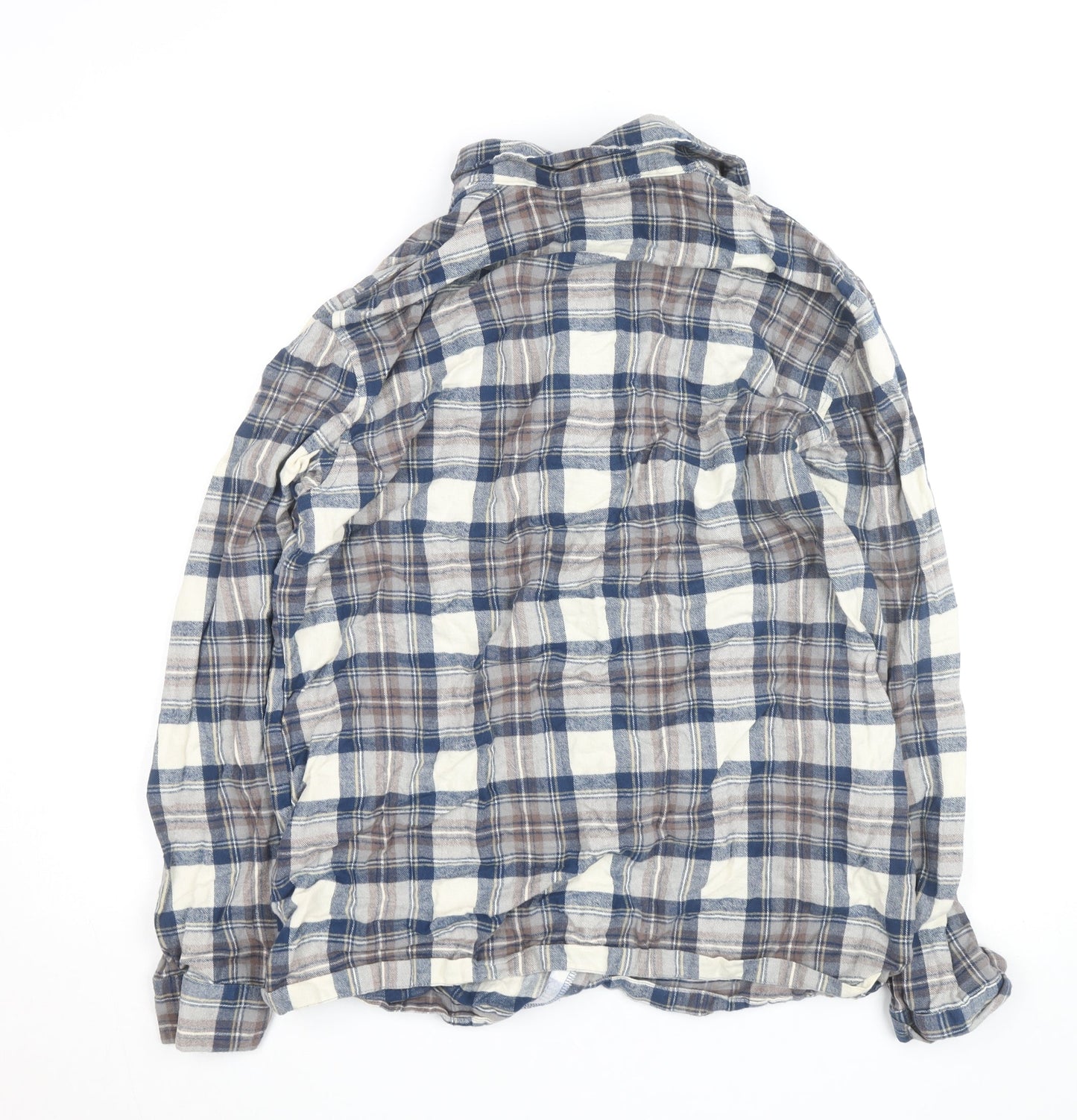 L.L. Bean Men's Blue Check Flannel Button-Up Shirt M Tall