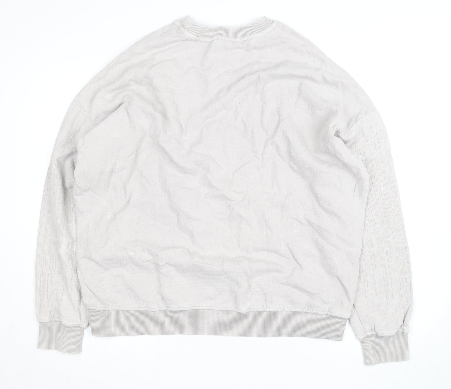 Zara Women Beige Pullover Sweatshirt Size L Relaxed Fit Cotton Blend