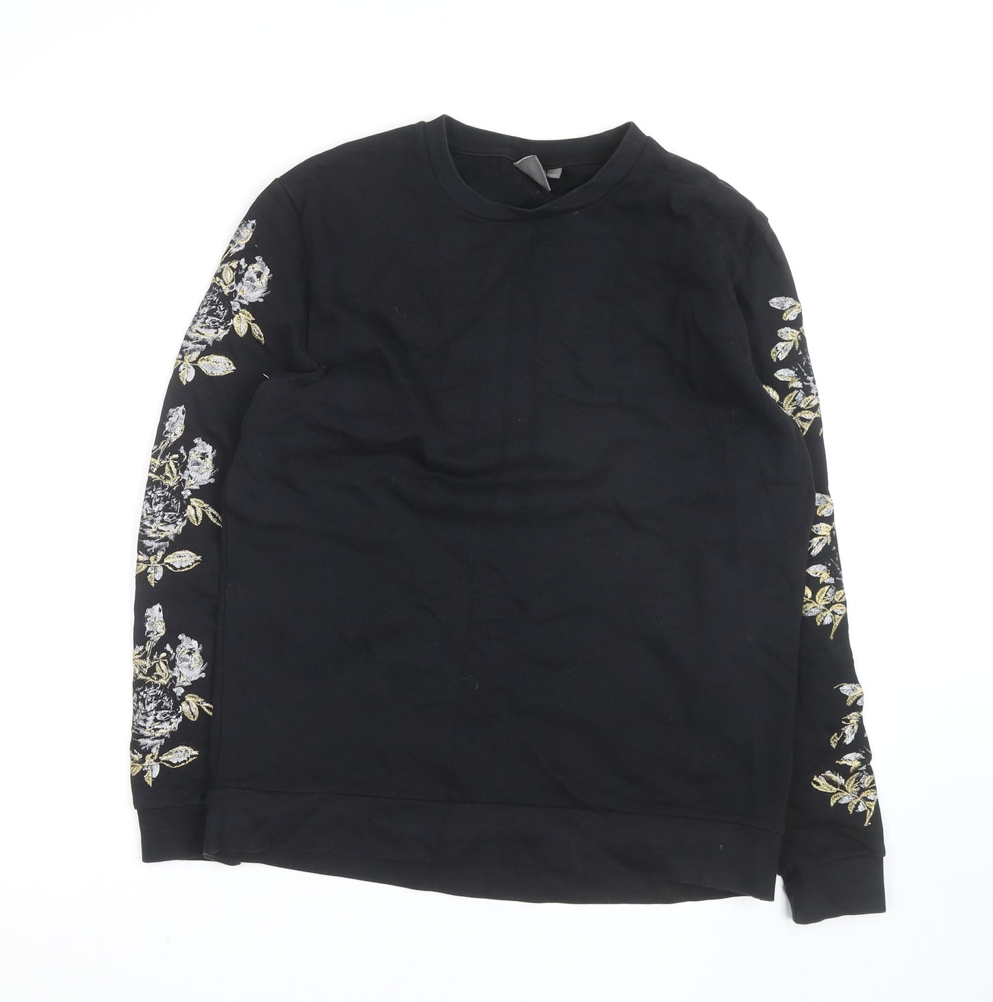 ASOS Women's Black Embroidered Floral Cotton Sweatshirt Size M