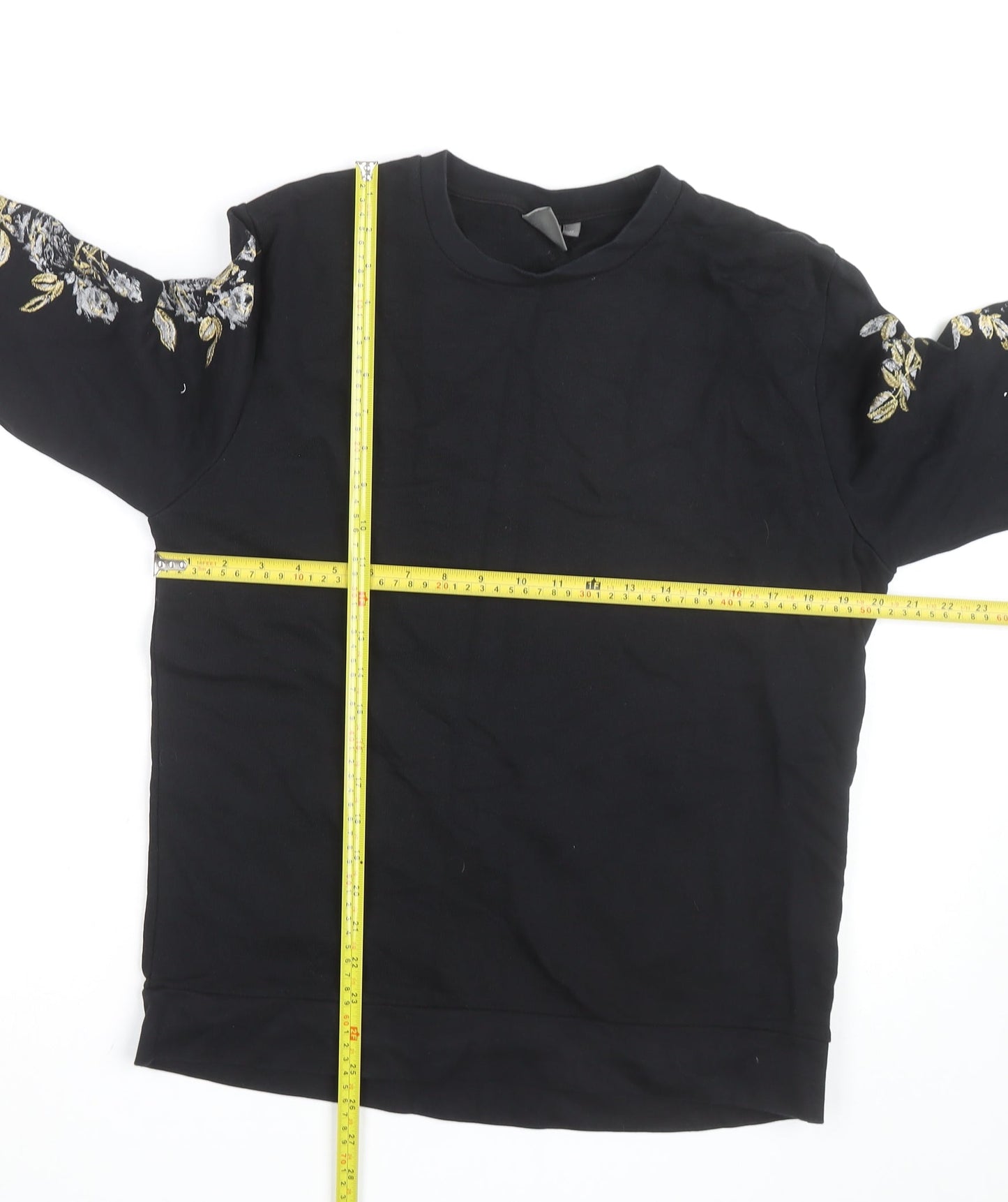 ASOS Women's Black Embroidered Floral Cotton Sweatshirt Size M