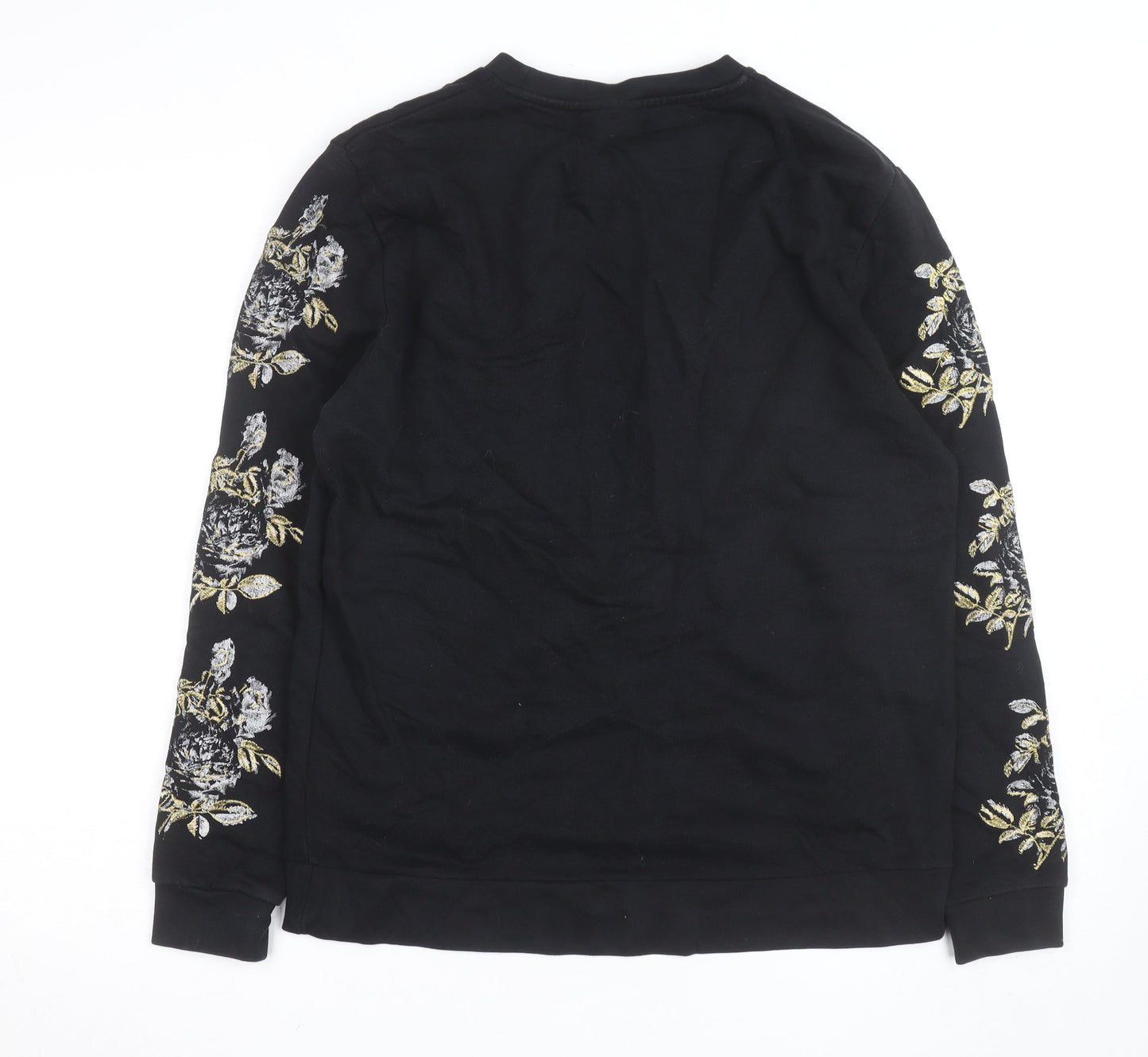 ASOS Women's Black Embroidered Floral Cotton Sweatshirt Size M