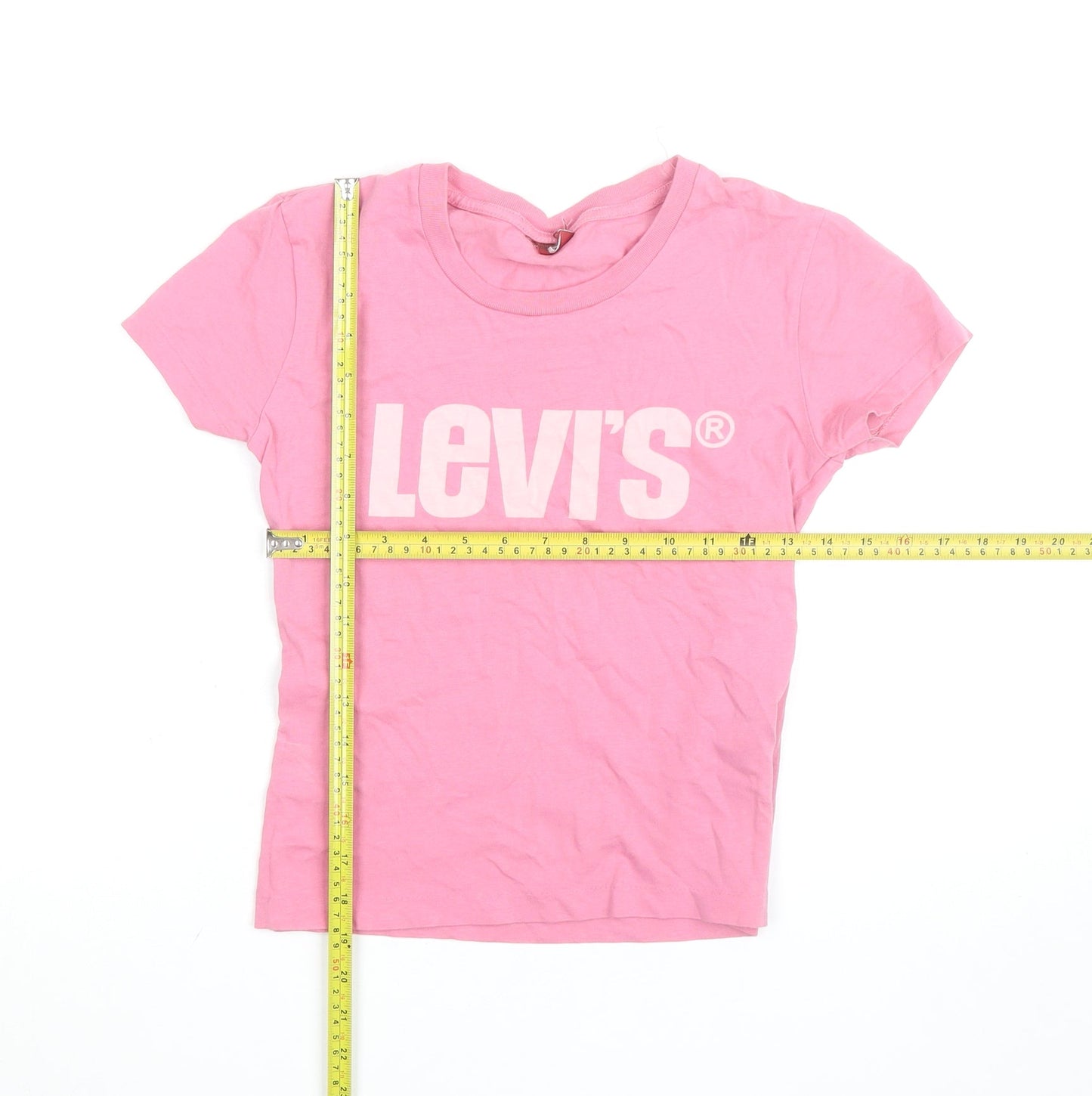 Levi's Girls Pink Crew Neck Short Sleeve Cotton Logo T-Shirt Size S