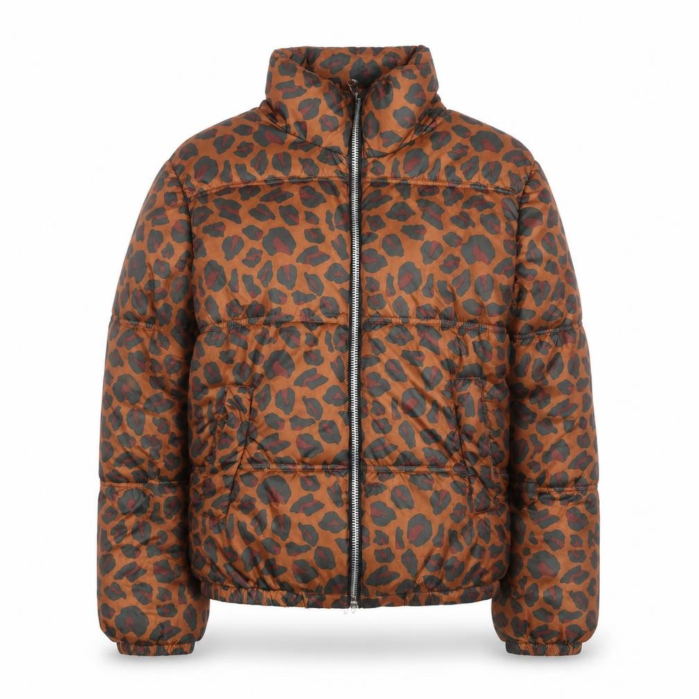 Lefties Women's Brown Leopard Print Puffer Jacket Size 14