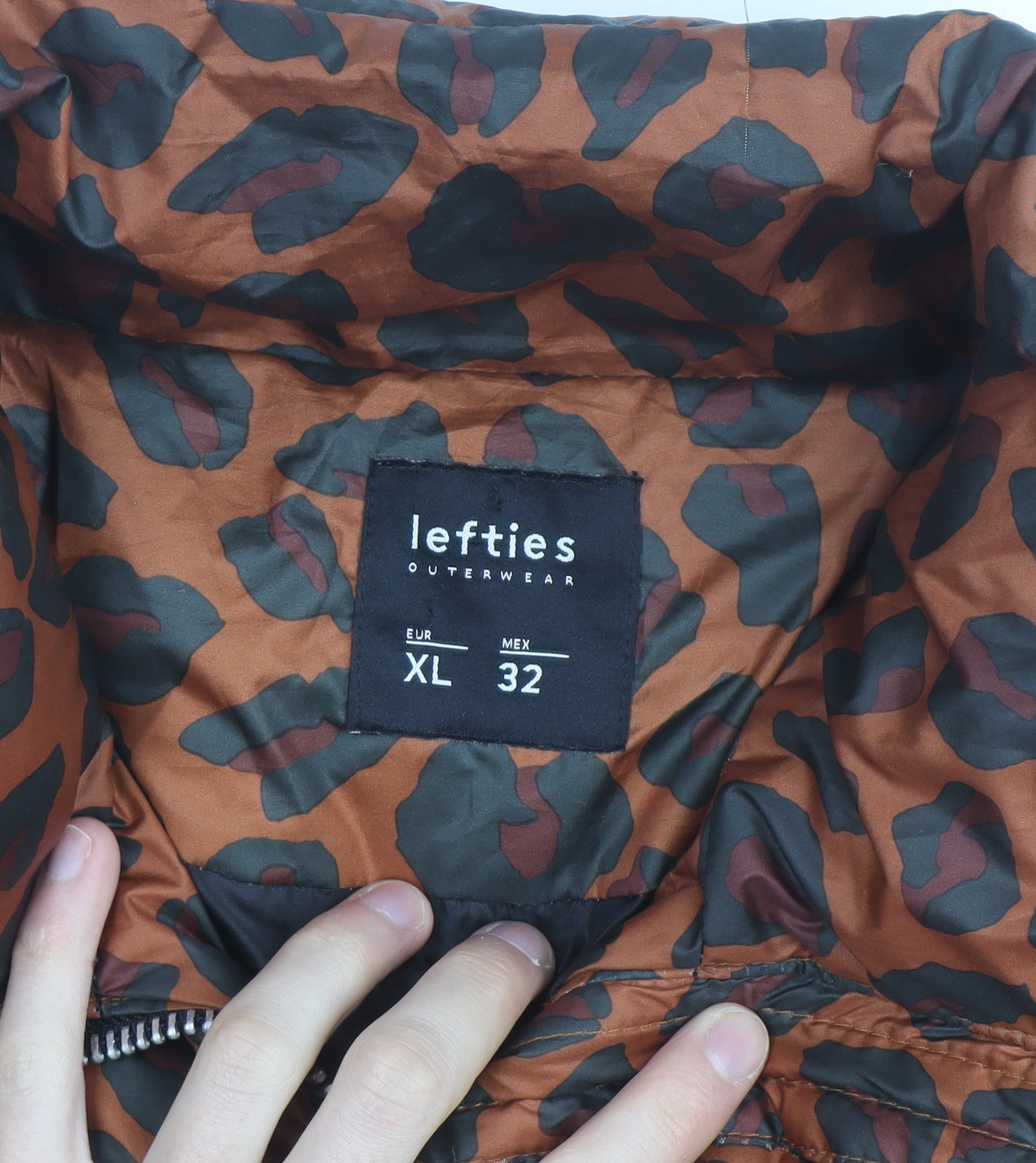 Lefties Women's Brown Leopard Print Puffer Jacket Size 14