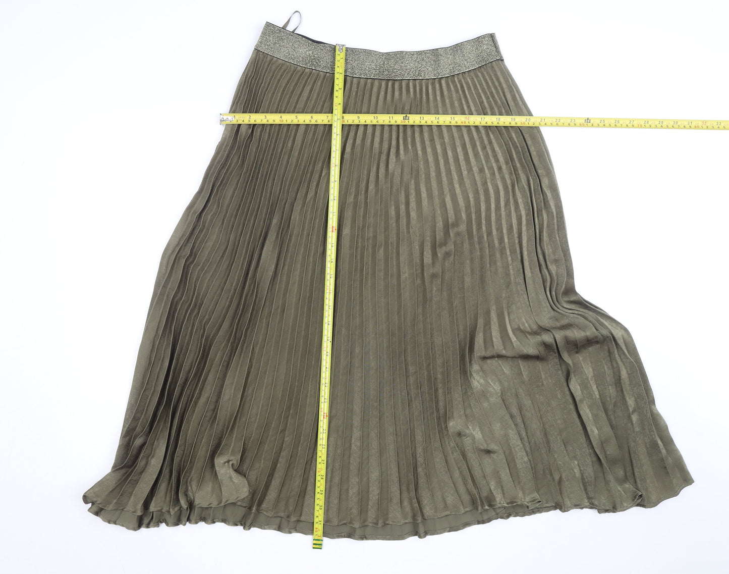 Marks and Spencer Per Una Women’s Green Midi Pleated Skirt Size 16