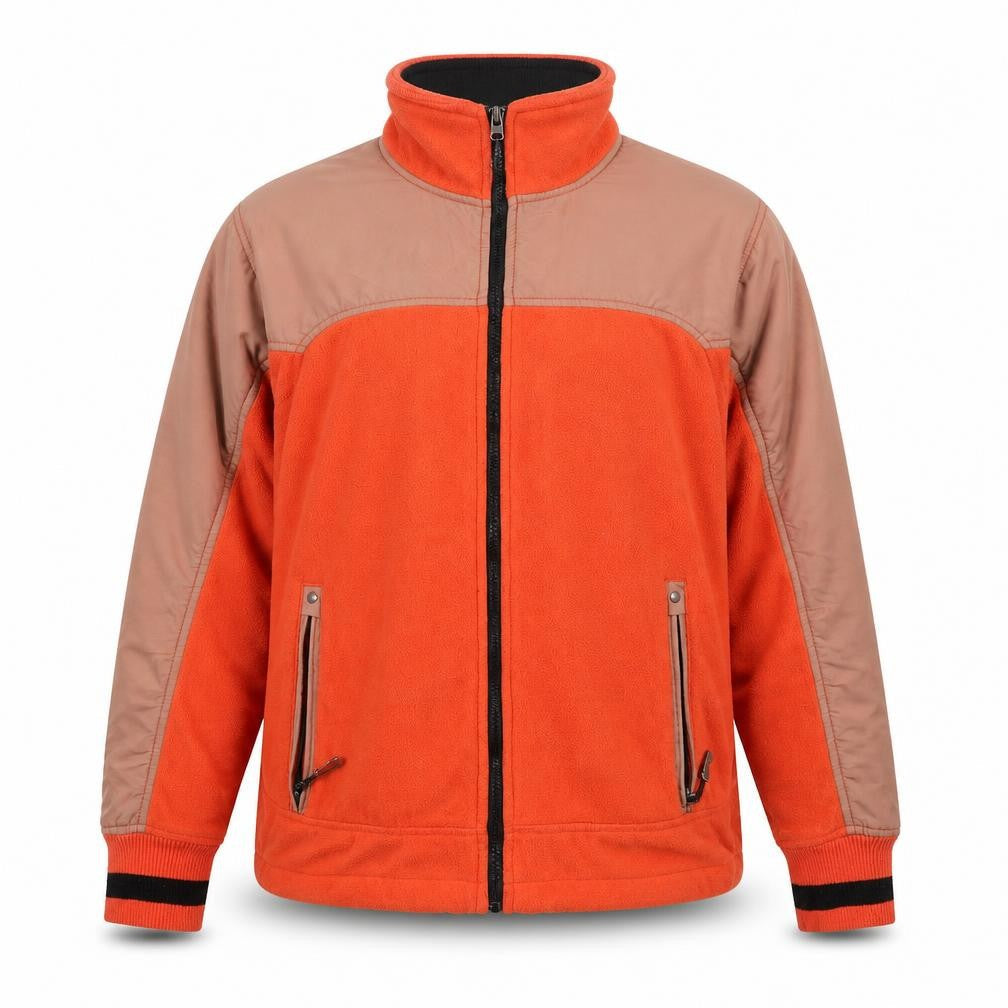 Falcon Men's Orange & Brown Fleece Windbreaker Jacket Size M
