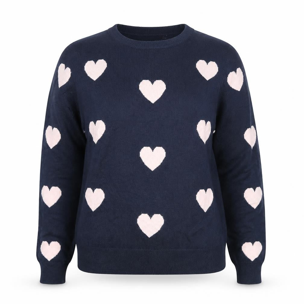 Marks & Spencer Women Blue Heart Knit Pullover Jumper Size 10