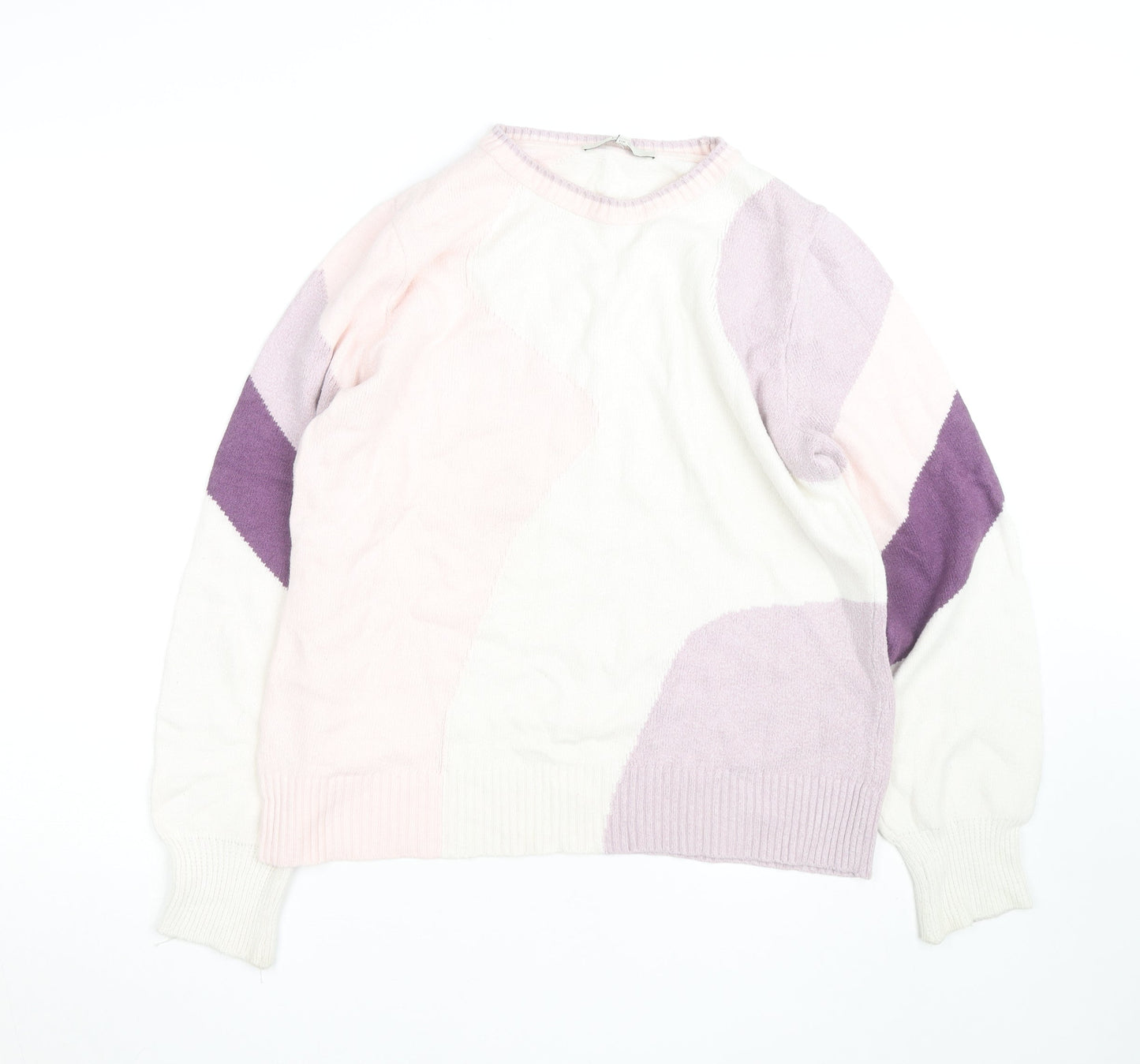 Next Women's Multicoloured Cotton Knit Crew Neck Jumper Size 14