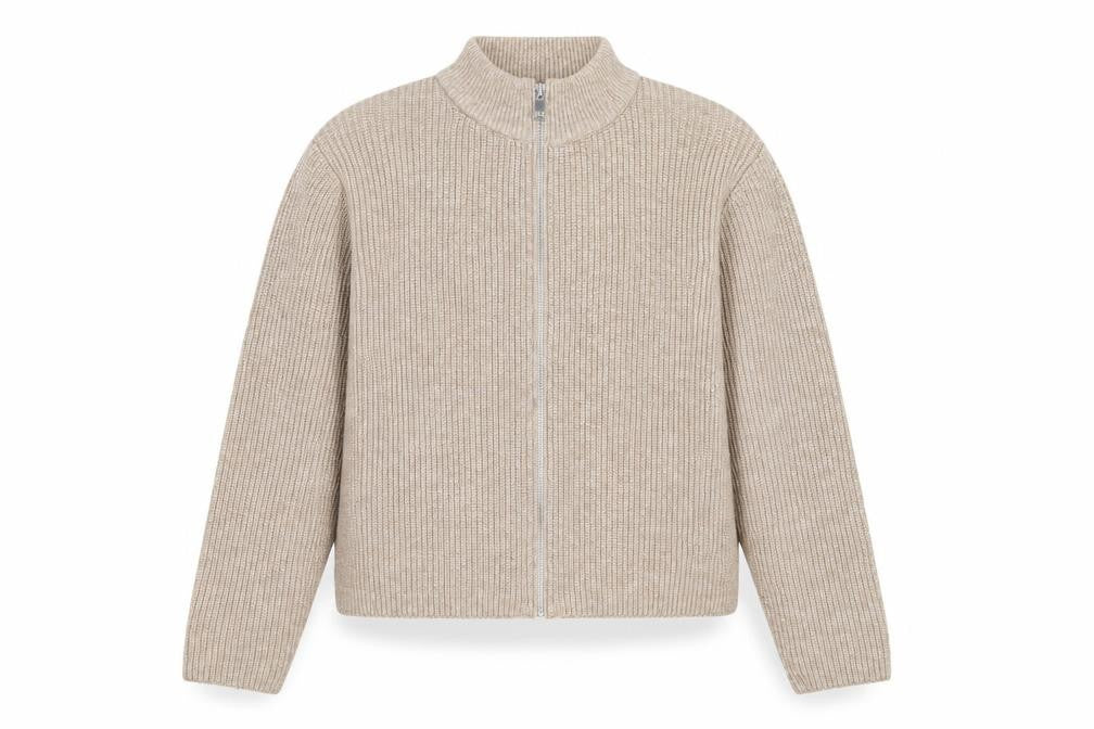 Marks & Spencer Womens Beige Full Zip Wool Blend Jumper L