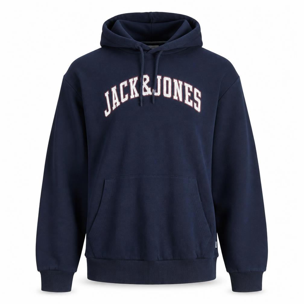 Jack & Jones Men's Blue Pullover Hoodie Size L Graphic Logo Fleece