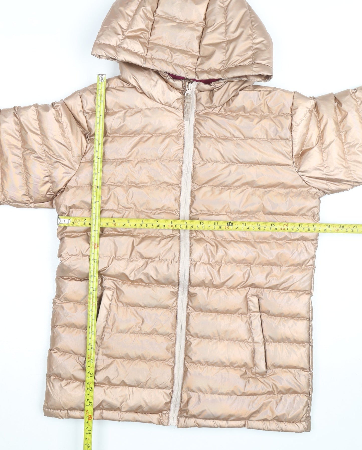 Mountain Warehouse Girls Beige Hooded Puffer Jacket 13 Years Water Resistant