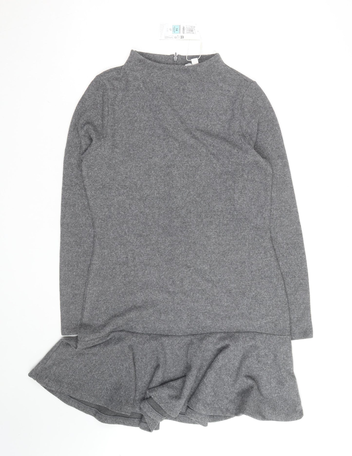 Marks and Spencer Women’s Grey Knit Shift Dress Size 8 Long Sleeve