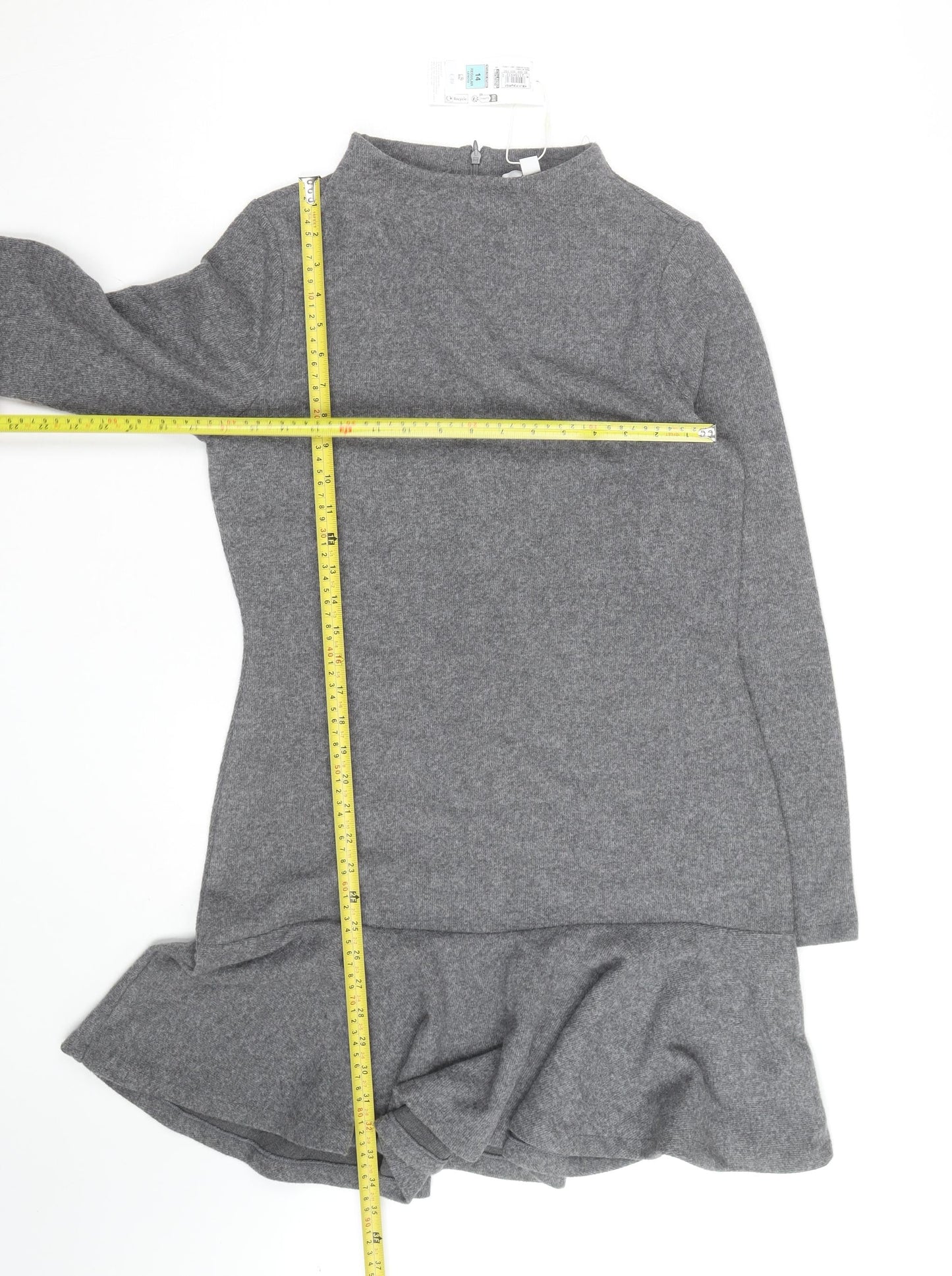 Marks and Spencer Women’s Grey Knit Shift Dress Size 8 Long Sleeve