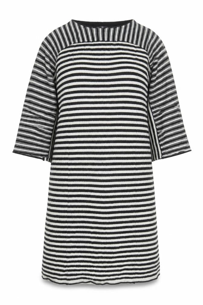 Zara Women Black Striped Wool Knit Shift Dress Size M