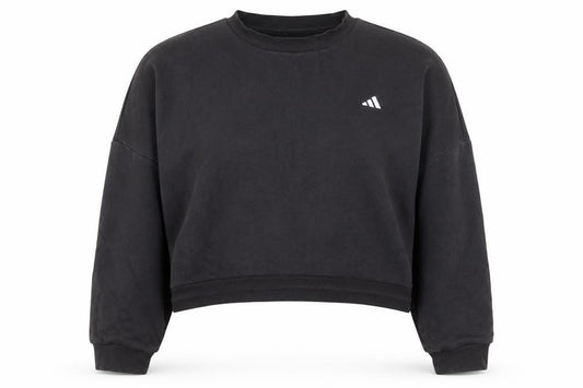 Adidas Womens Black Crop Pullover Sweatshirt Size M Relaxed Fit