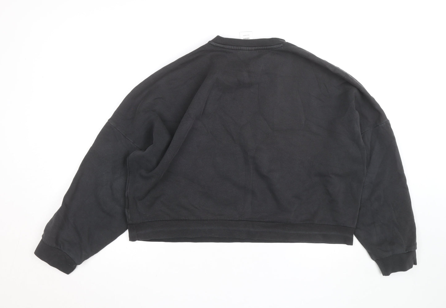Adidas Womens Black Crop Pullover Sweatshirt Size M Relaxed Fit