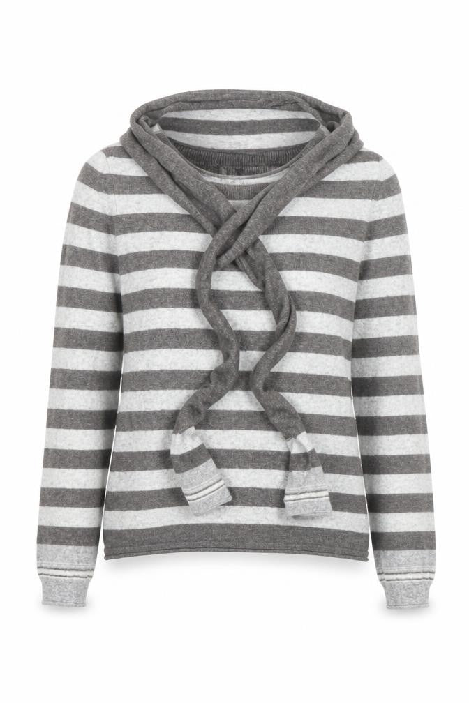 Esprit Women Grey Stripe Wrap Jumper Size M Long Sleeve Knit