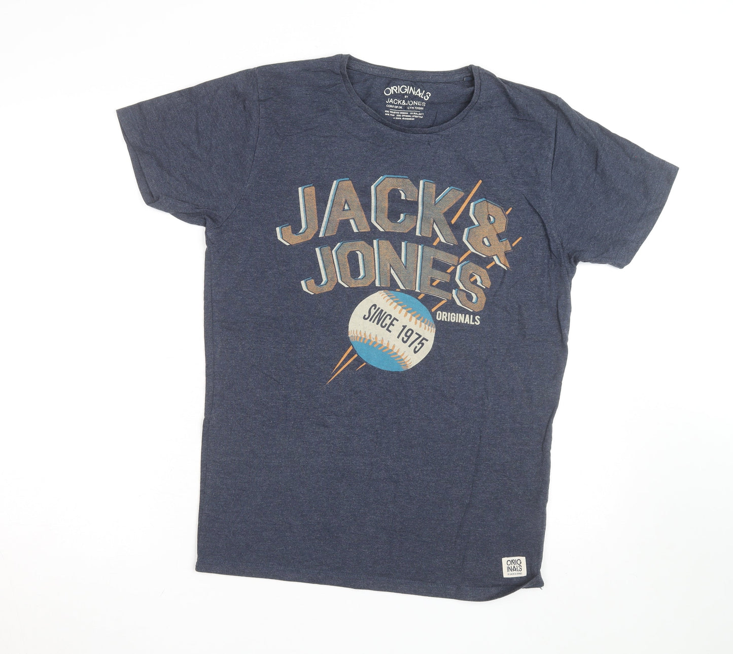 Jack & Jones Men’s Blue Graphic Print Crew Neck T-Shirt Size M